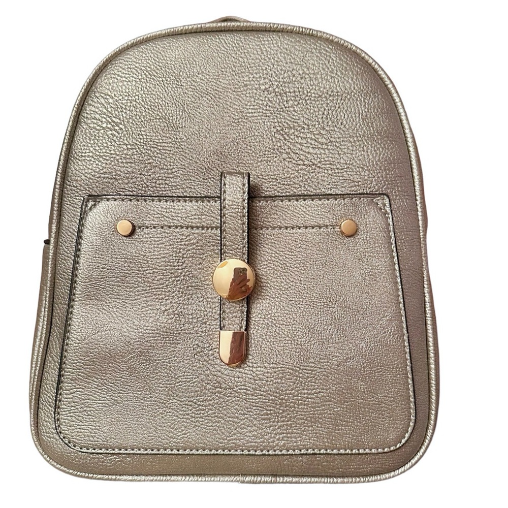 NWT La Terre Pewter Metallic Convertible Backpack/Crossbody Bag - Picture 6 of 10